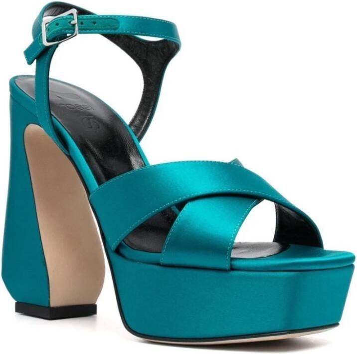 Sergio Rossi Blauwe Hoge Hak Gespsandalen Blauw Dames