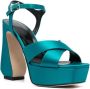 Sergio Rossi Blauwe Hoge Hak Gespsandalen Blauw Dames - Thumbnail 2