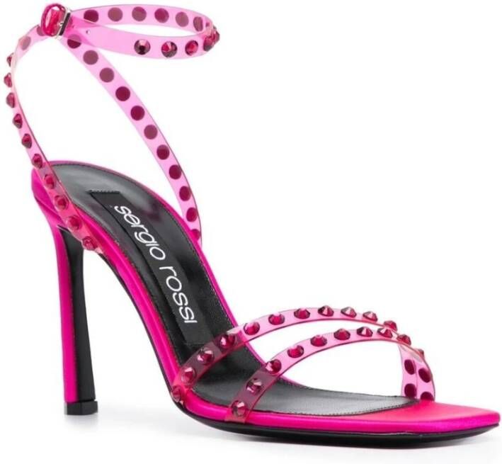 Sergio Rossi Sandalen met kristalversiering en hoge hakken Roze Dames