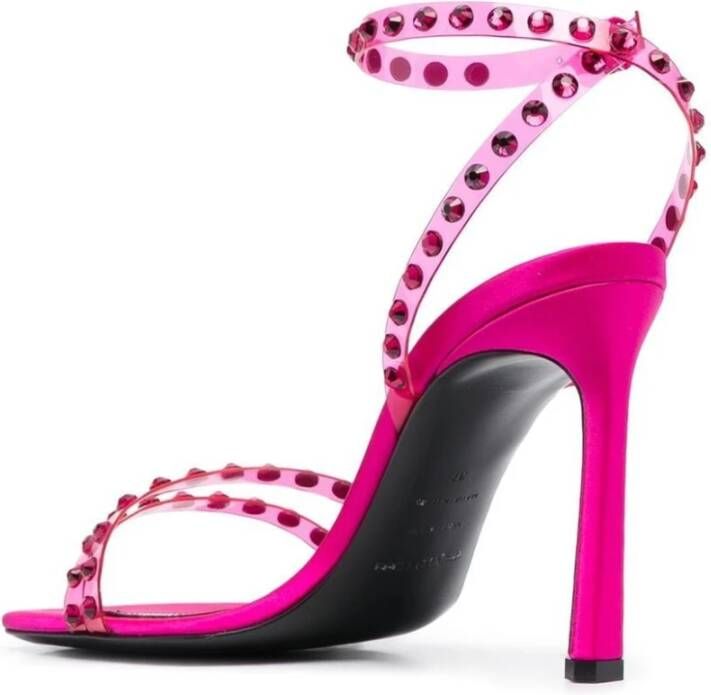 Sergio Rossi Sandalen met kristalversiering en hoge hakken Roze Dames