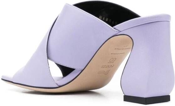 Sergio Rossi Lavendel Leren Crossover Muiltjes Purple Dames