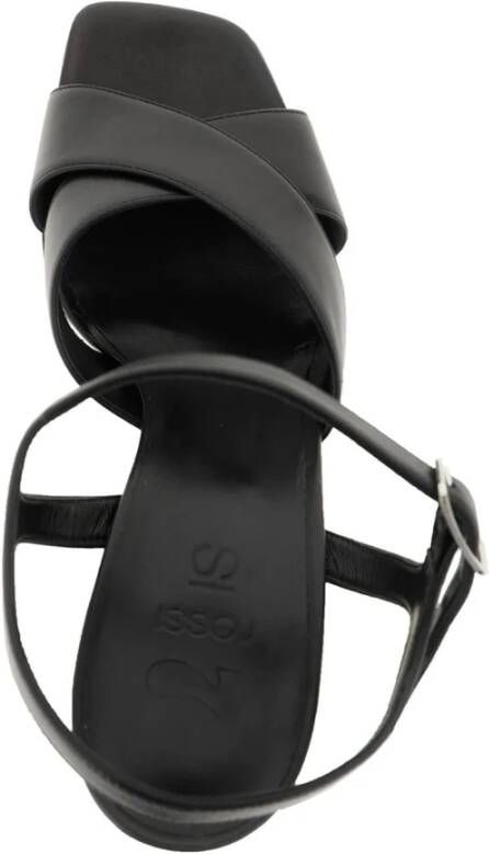 Sergio Rossi Leren sandalen met gekruiste banden en verstelbare enkelband Black Dames