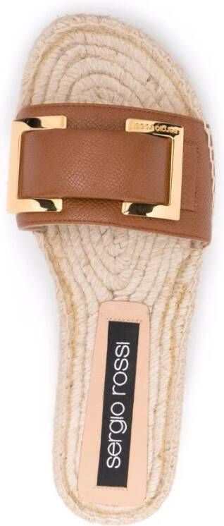Sergio Rossi Bruin Leren Elegant Open Muiltjes Brown Dames