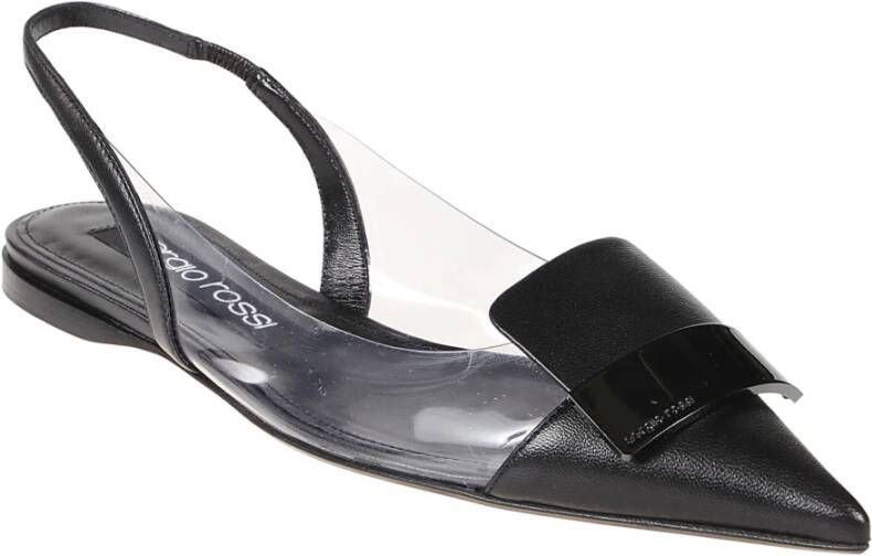 Sergio Rossi Elegante Flat Slingback Sandalen Zwart Dames