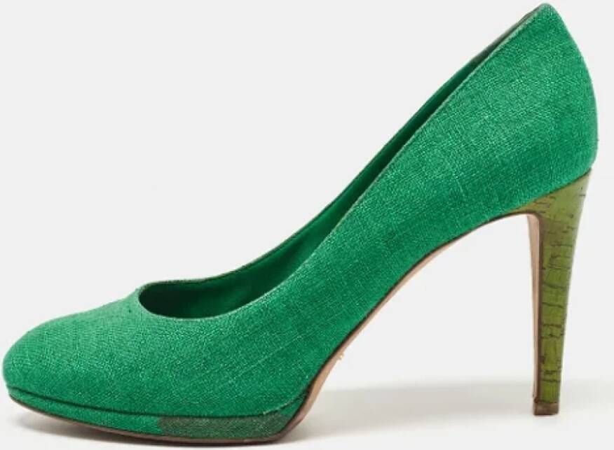 Sergio Rossi Pre-owned Canvas heels Green Dames