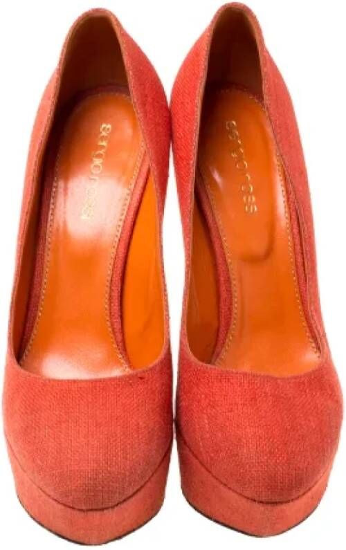 Sergio Rossi Pre-owned Canvas heels Orange Dames