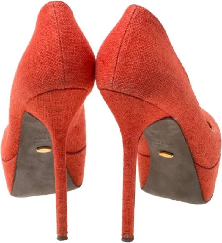 Sergio Rossi Pre-owned Canvas heels Orange Dames