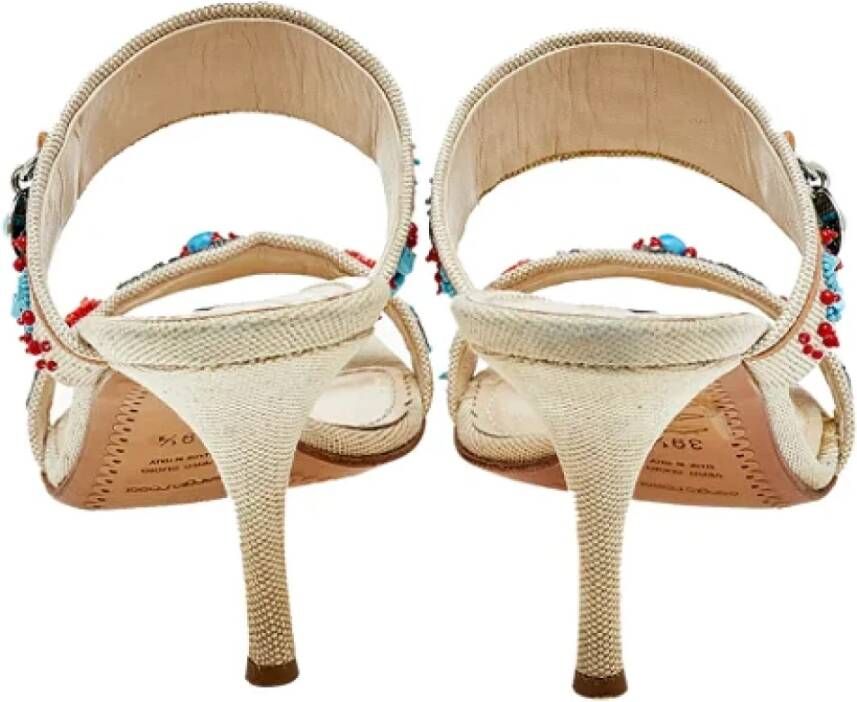 Sergio Rossi Pre-owned Canvas sandals Beige Dames