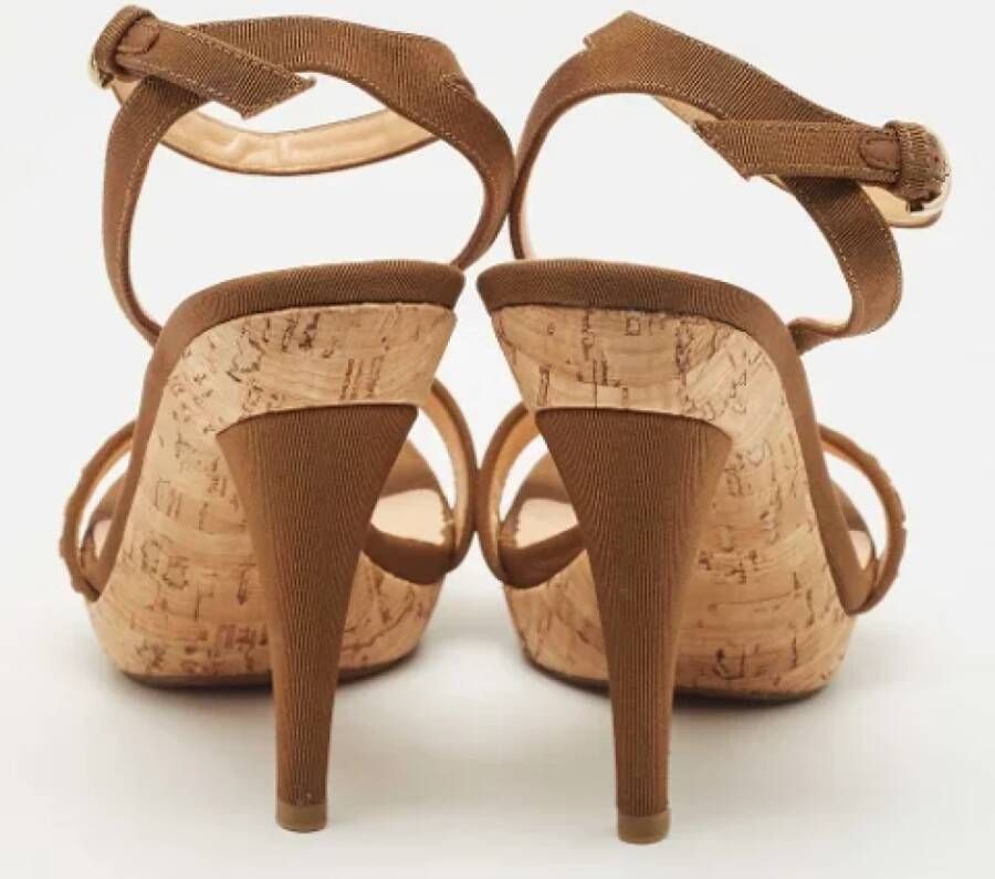 Sergio Rossi Pre-owned Canvas sandals Brown Dames