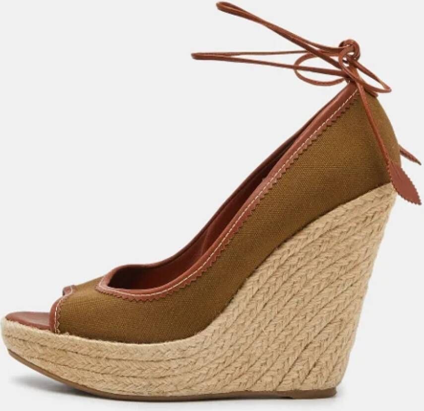 Sergio Rossi Pre-owned Canvas sandals Brown Dames