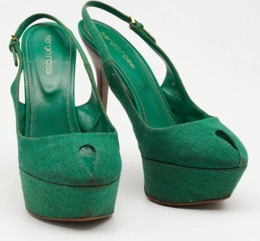 Sergio Rossi Pre-owned Canvas sandals Green Dames