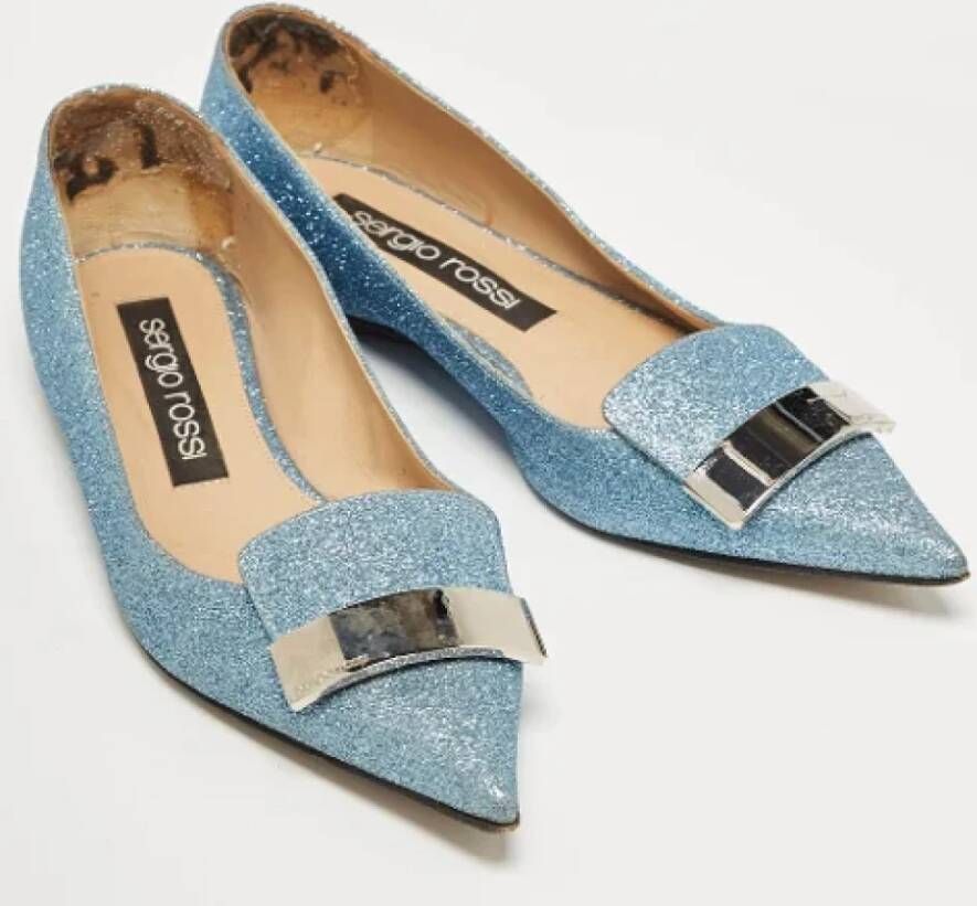 Sergio Rossi Pre-owned Fabric flats Blue Dames