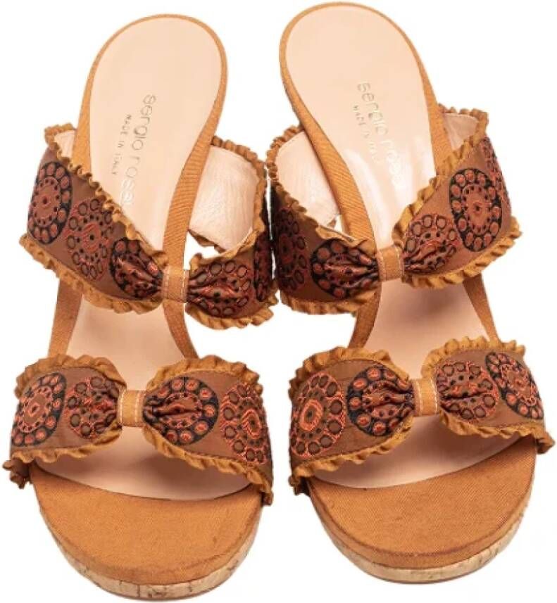 Sergio Rossi Pre-owned Fabric sandals Brown Dames