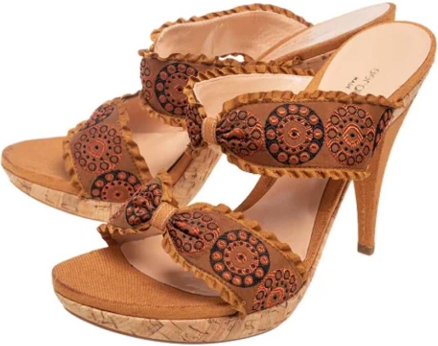 Sergio Rossi Pre-owned Fabric sandals Brown Dames