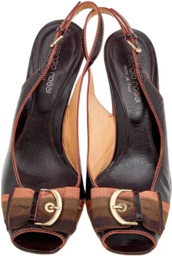 Sergio Rossi Pre-owned Fabric sandals Brown Dames