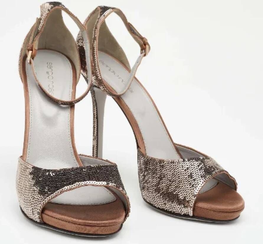 Sergio Rossi Pre-owned Fabric sandals Gray Dames