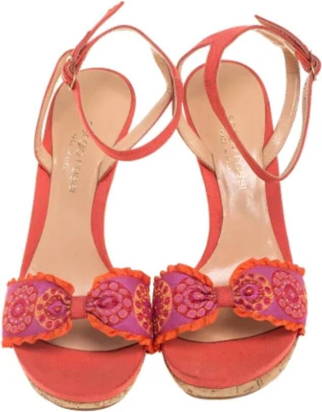 Sergio Rossi Pre-owned Fabric sandals Orange Dames