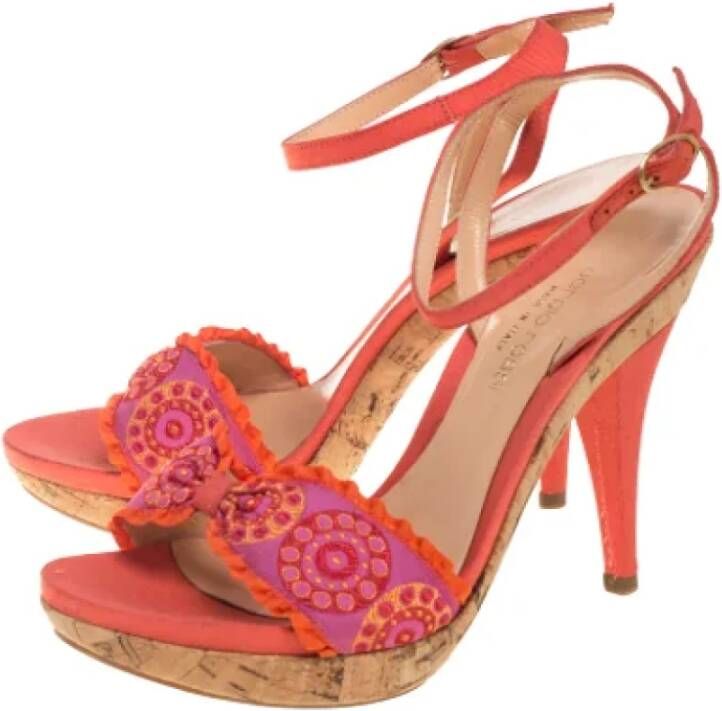 Sergio Rossi Pre-owned Fabric sandals Orange Dames
