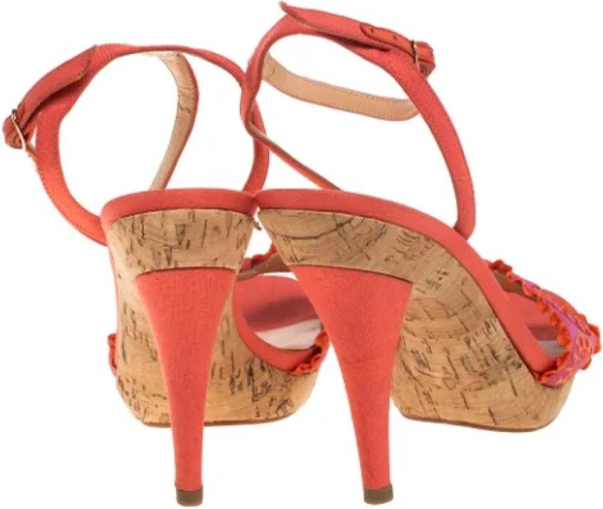 Sergio Rossi Pre-owned Fabric sandals Orange Dames