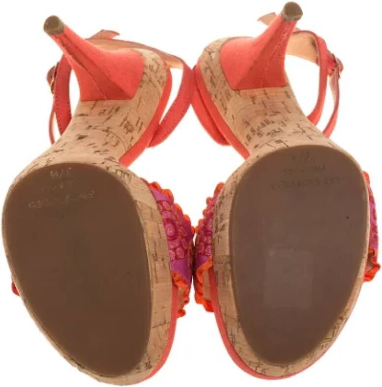 Sergio Rossi Pre-owned Fabric sandals Orange Dames