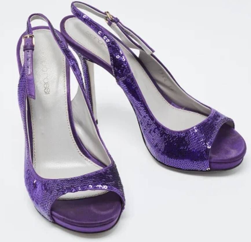 Sergio Rossi Pre-owned Fabric sandals Purple Dames