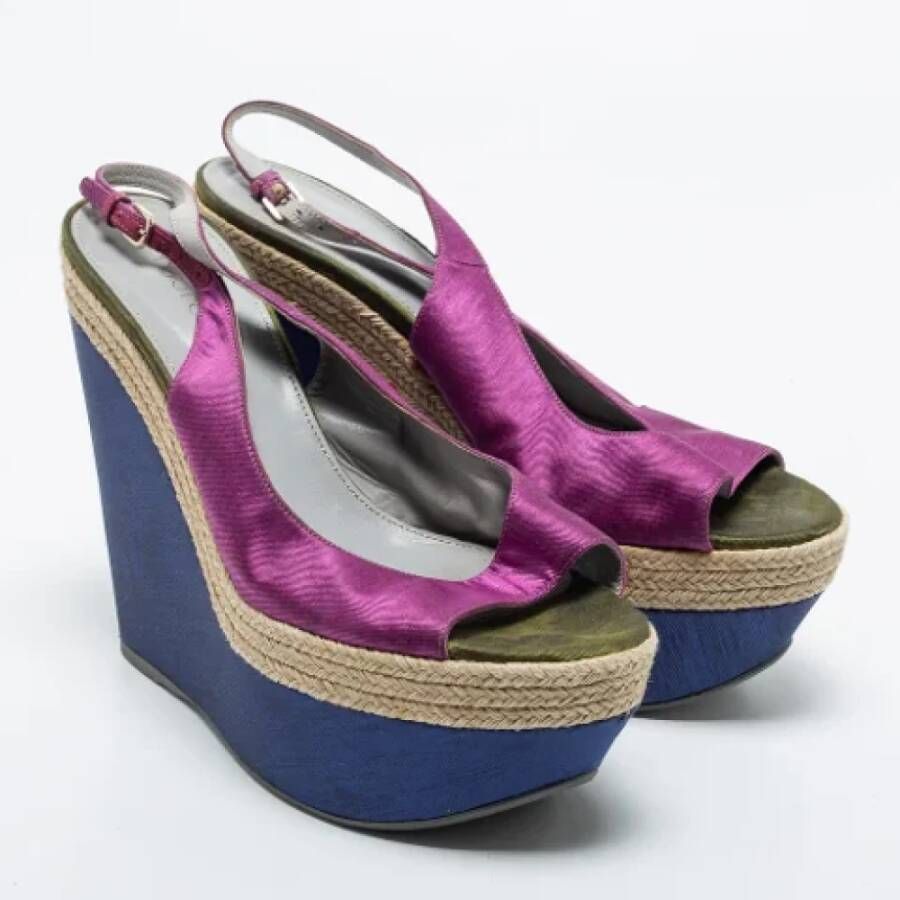 Sergio Rossi Pre-owned Fabric sandals Purple Dames