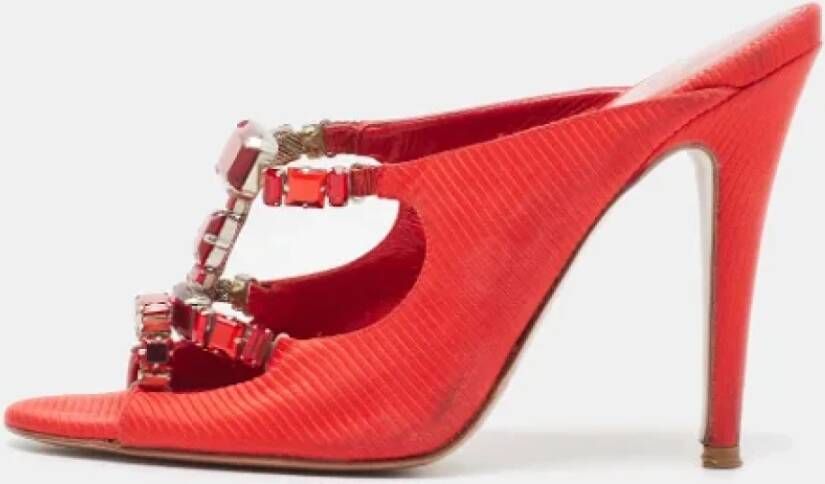 Sergio Rossi Pre-owned Fabric sandals Red Dames