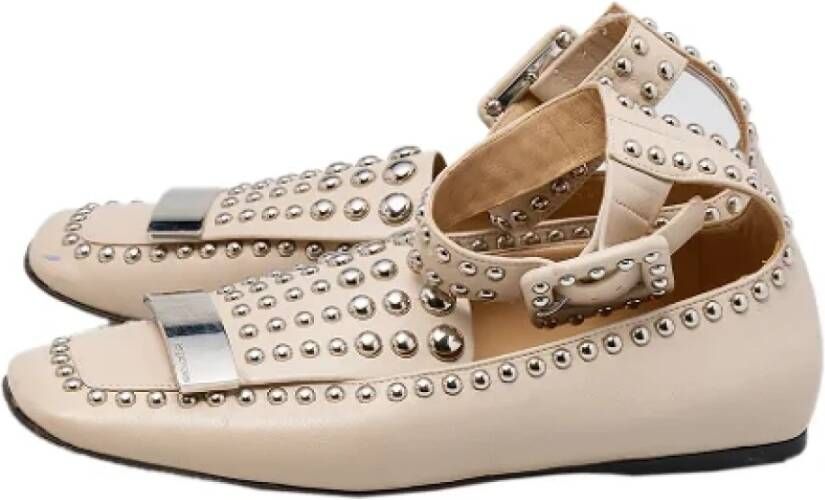 Sergio Rossi Pre-owned Leather flats Beige Dames