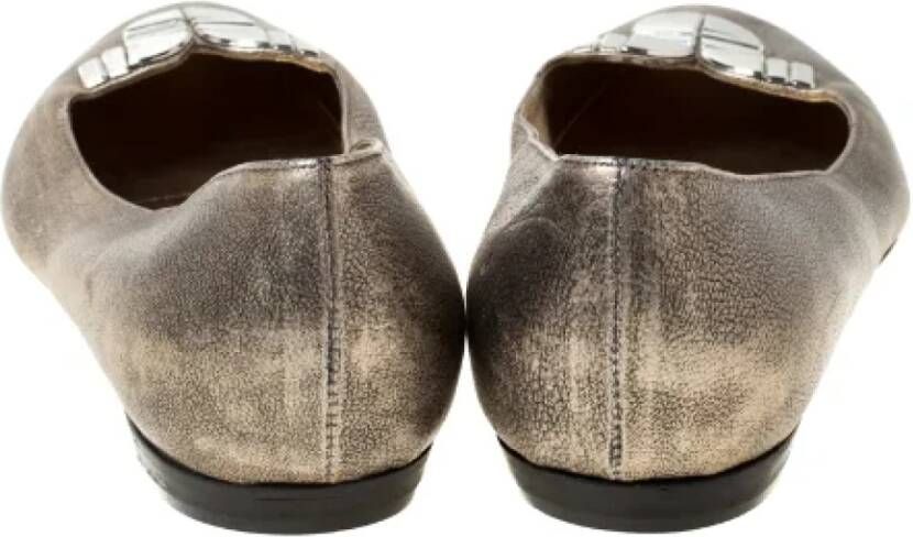 Sergio Rossi Pre-owned Leather flats Gray Dames