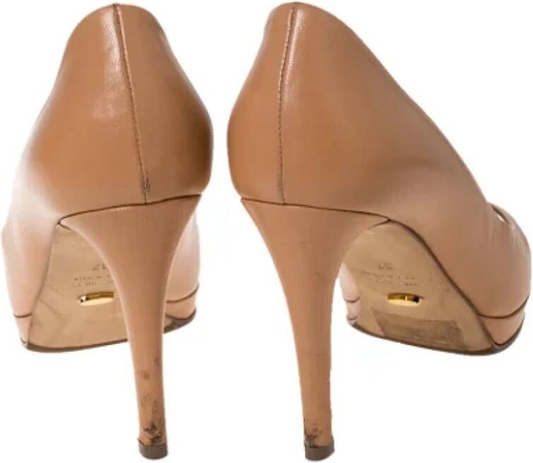 Sergio Rossi Pre-owned Leather heels Beige Dames