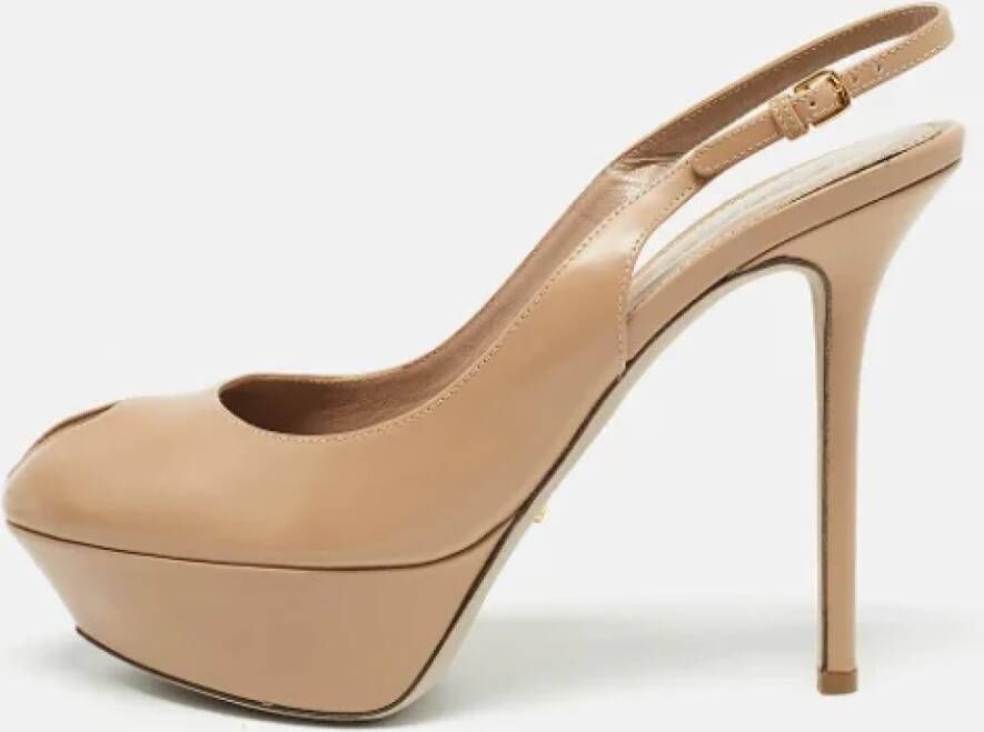 Sergio Rossi Pre-owned Leather heels Beige Dames