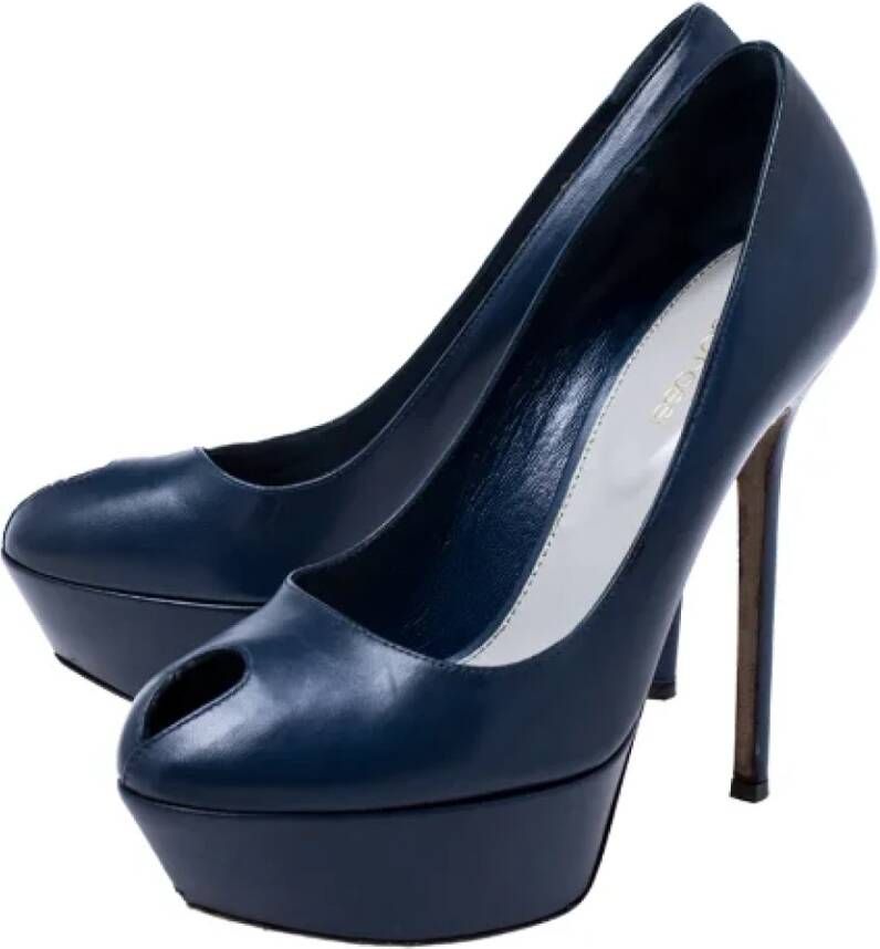 Sergio Rossi Pre-owned Leather heels Blue Dames