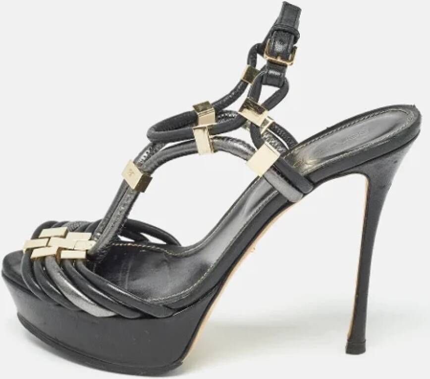 Sergio Rossi Pre-owned Leather sandals Black Dames