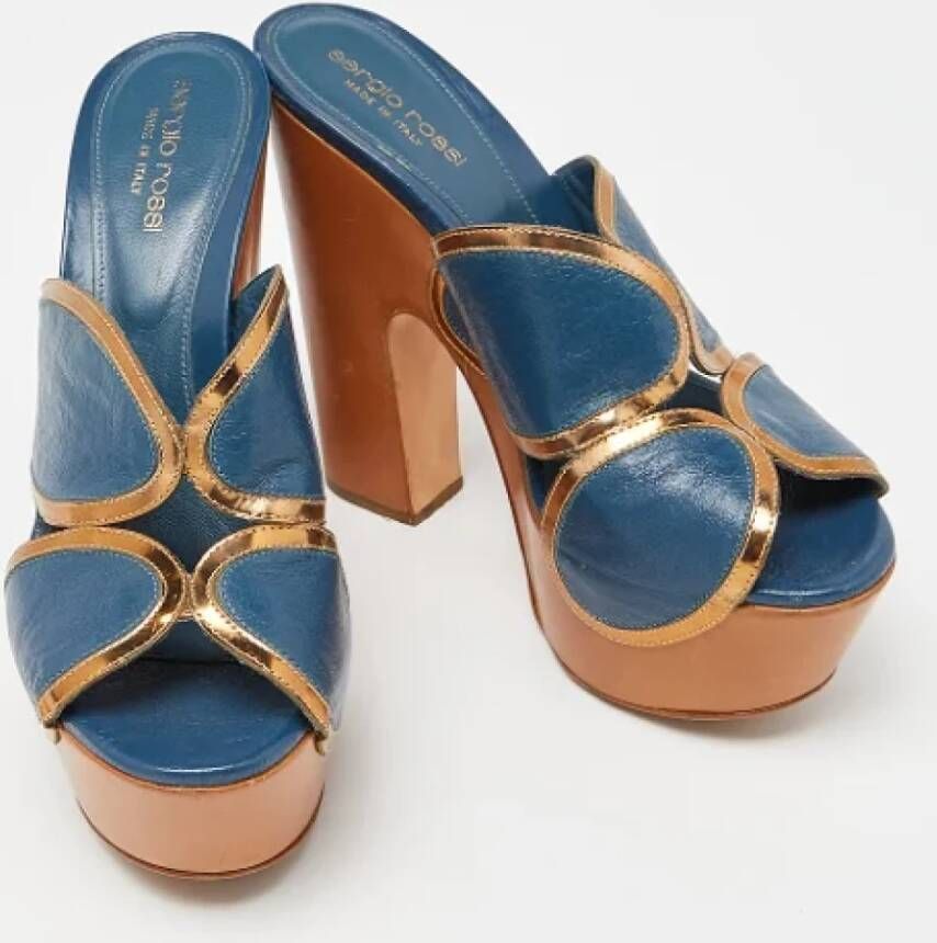 Sergio Rossi Pre-owned Leather sandals Blue Dames