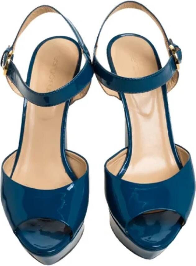 Sergio Rossi Pre-owned Leather sandals Blue Dames