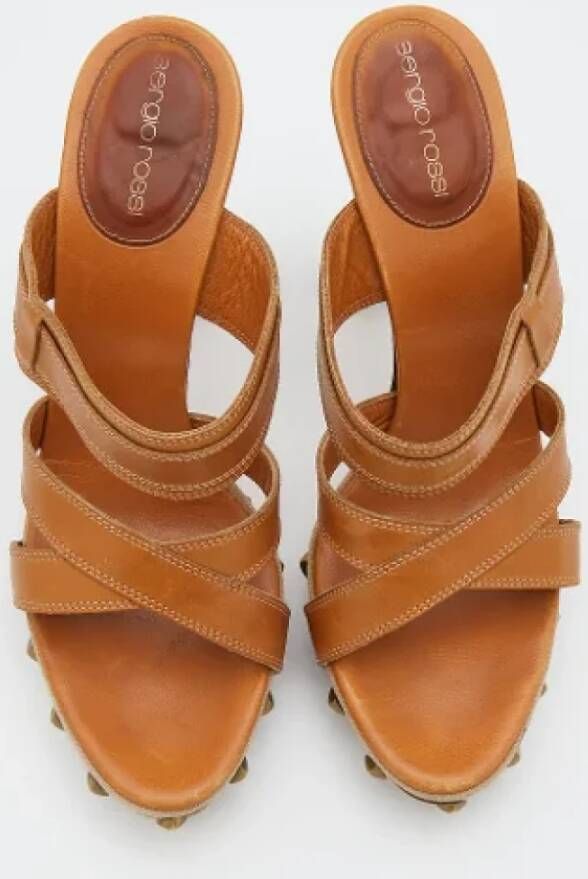 Sergio Rossi Pre-owned Leather sandals Brown Dames