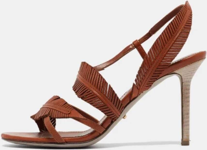 Sergio Rossi Pre-owned Leather sandals Brown Dames