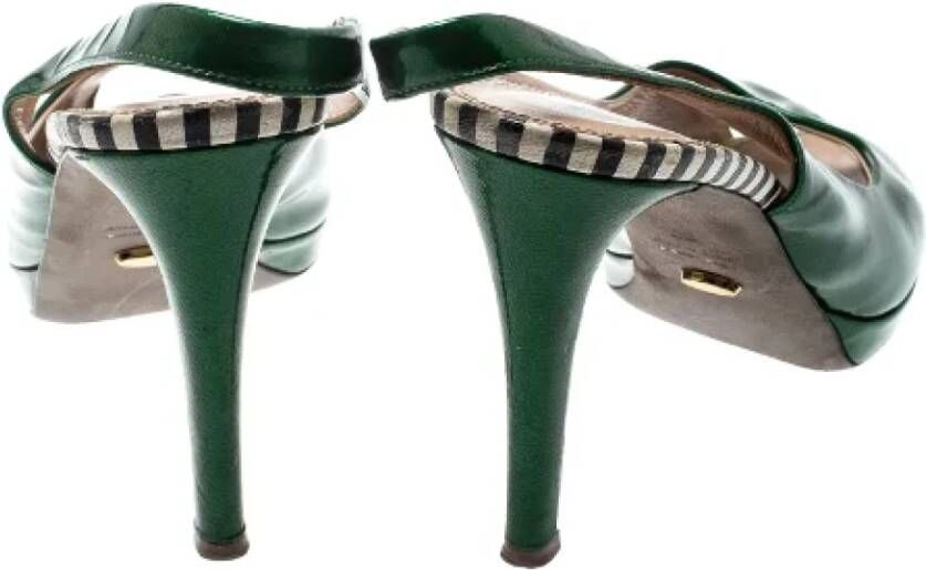 Sergio Rossi Pre-owned Leather sandals Green Dames