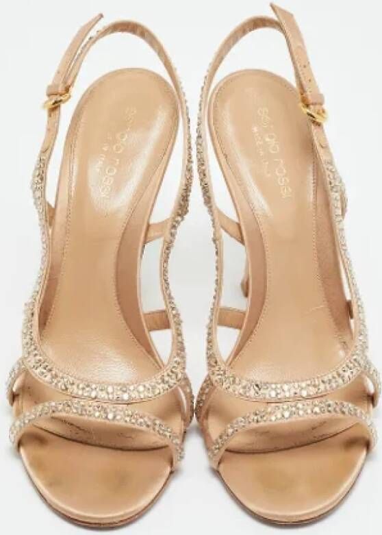 Sergio Rossi Pre-owned Satin sandals Beige Dames