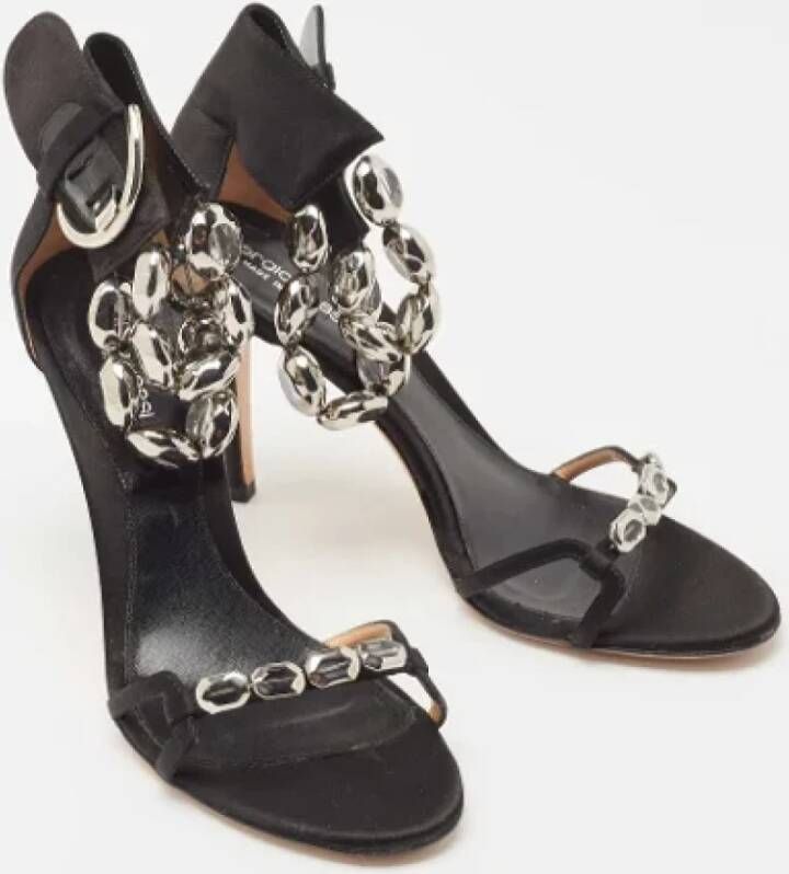 Sergio Rossi Pre-owned Satin sandals Black Dames