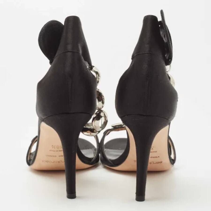 Sergio Rossi Pre-owned Satin sandals Black Dames