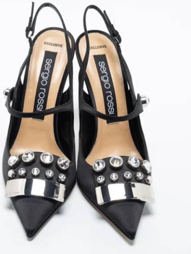 Sergio Rossi Pre-owned Satin sandals Black Dames