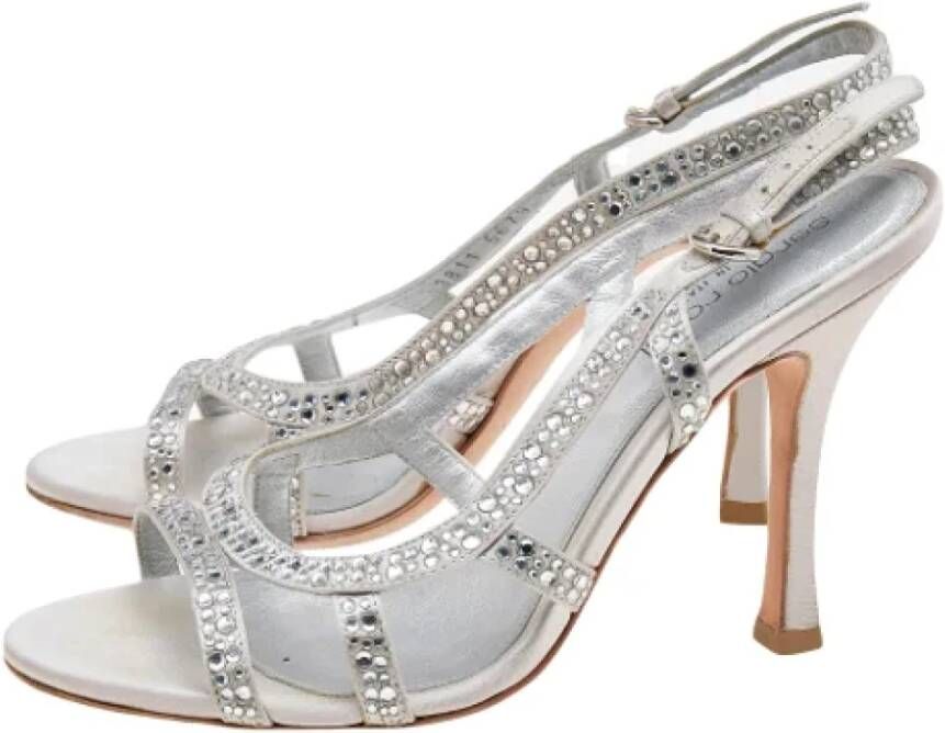 Sergio Rossi Pre-owned Satin sandals Gray Dames