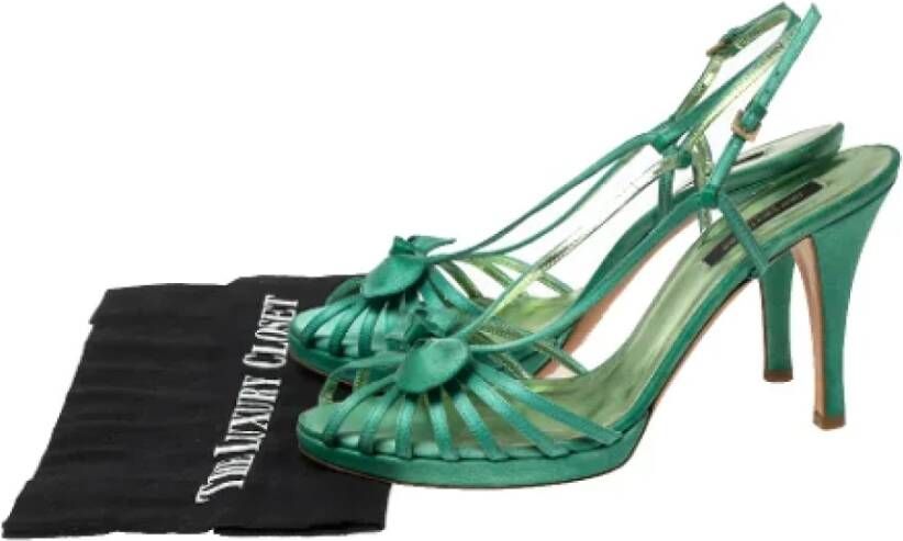 Sergio Rossi Pre-owned Satin sandals Green Dames