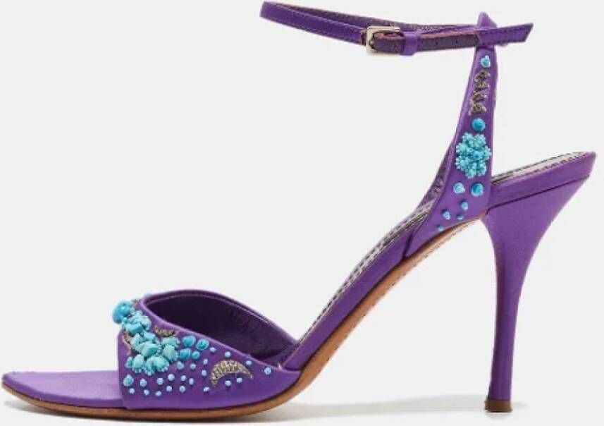 Sergio Rossi Pre-owned Satin sandals Purple Dames