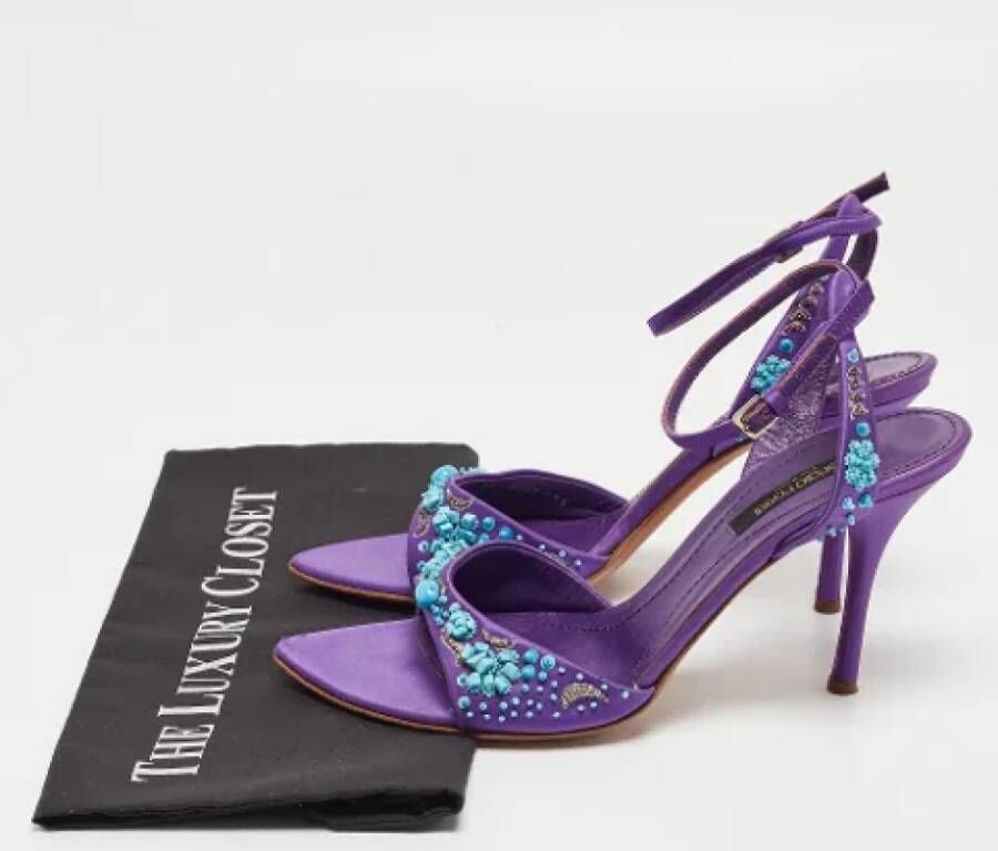 Sergio Rossi Pre-owned Satin sandals Purple Dames