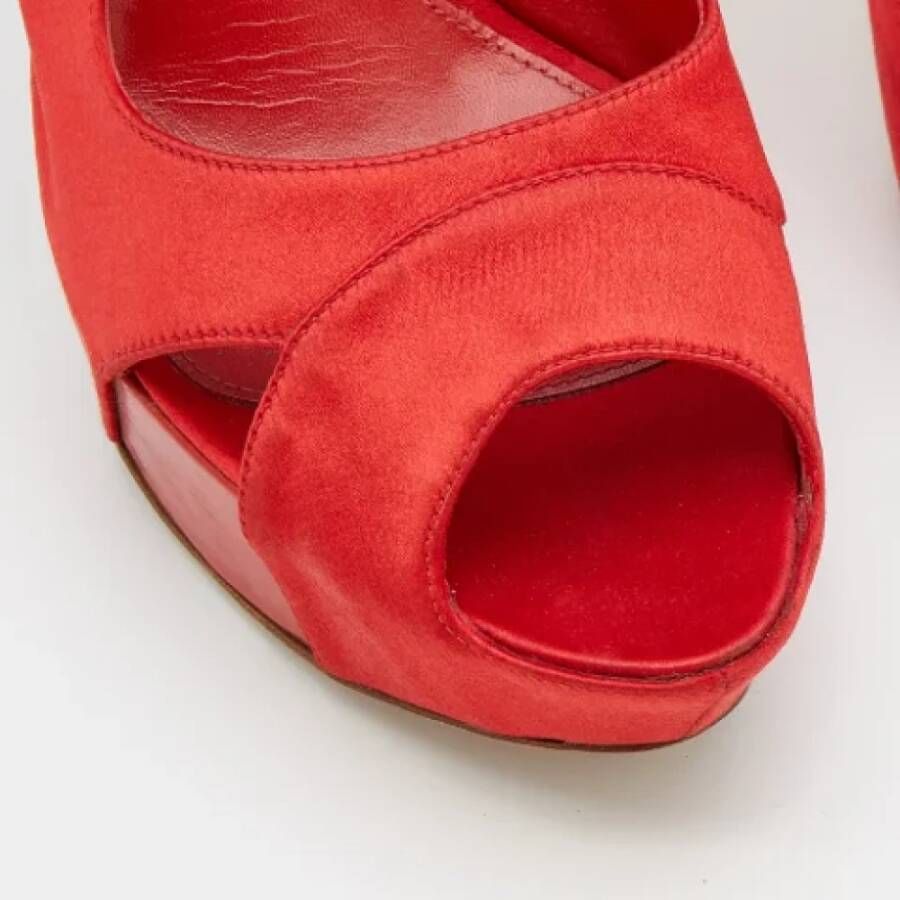 Sergio Rossi Pre-owned Satin sandals Red Dames