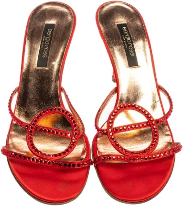 Sergio Rossi Pre-owned Satin sandals Red Dames