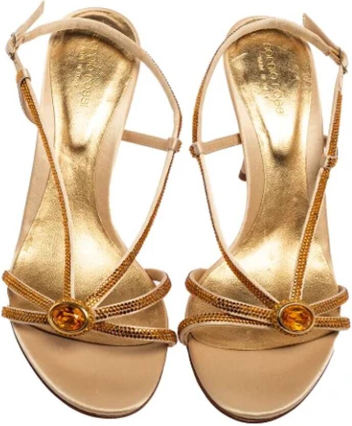 Sergio Rossi Pre-owned Satin sandals Yellow Dames