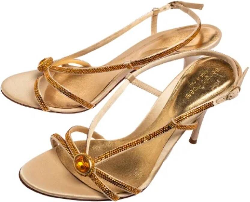 Sergio Rossi Pre-owned Satin sandals Yellow Dames